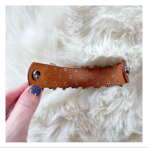 SOLD - Boho Floral Embellished Faux Leather Cuff Bracelet - Picture 7 of 7